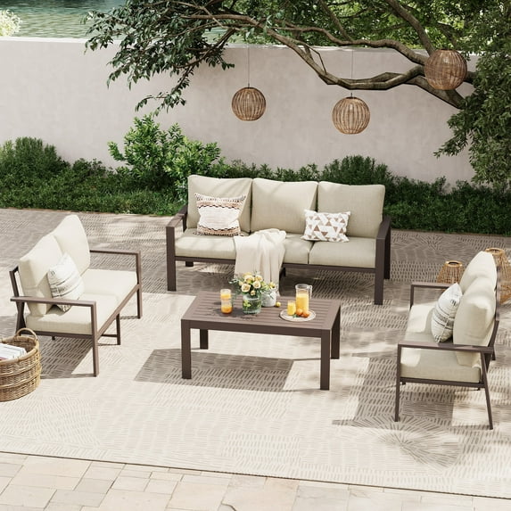 UDPATIO Aluminum Patio Furniture Set, Contemporary Outdoor Couch Set, Aluminum Patio Conversation Set