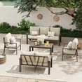 thumbnail image 1 of UDPATIO Aluminum Patio Furniture Set, Contemporary Outdoor Couch Set, Aluminum Patio Conversation Set, Beige, 1 of 9