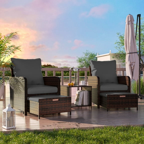 UDPATIO Balcony Furniture 5 Piece Patio Furniture Set, Outdoor Patio Chair , Dark Grey