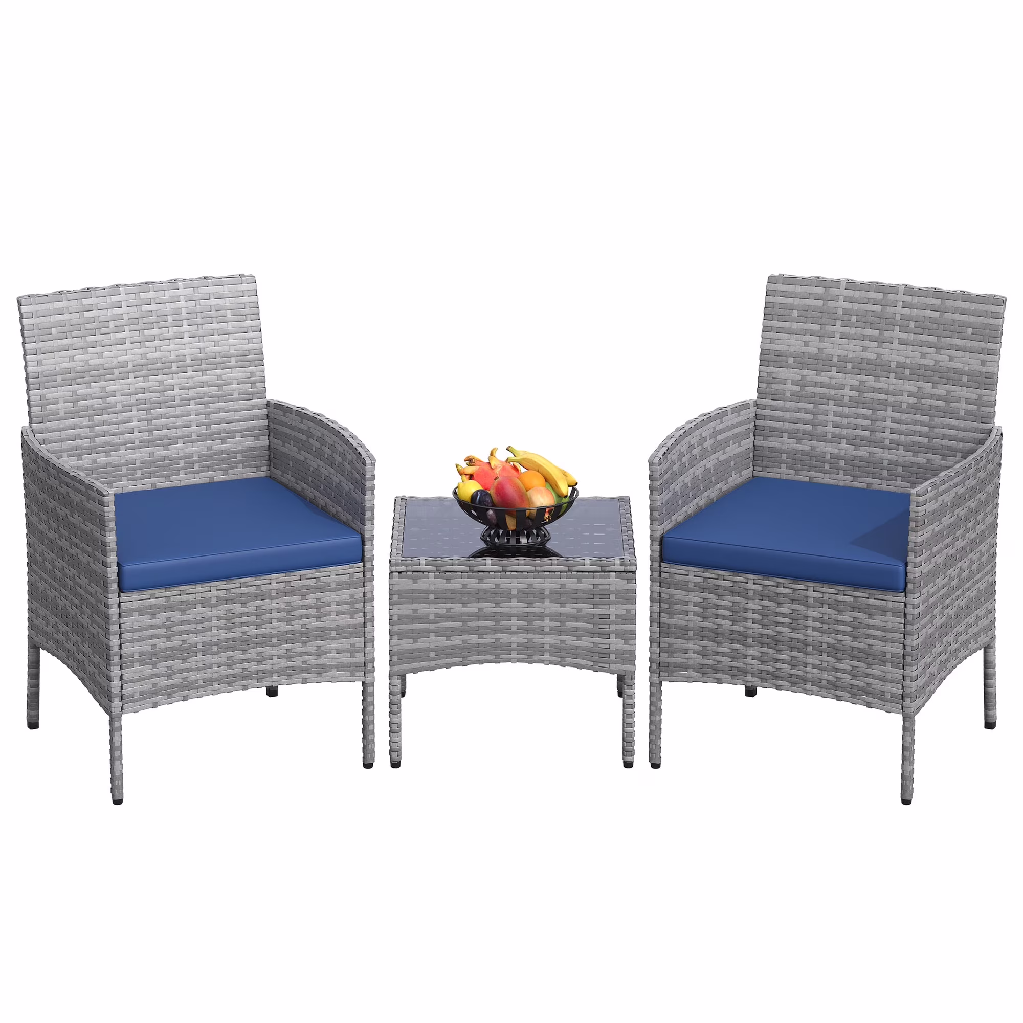 UDPATIO Furniture Set 3 Pieces Patio Rattan Wicker Chairs,Patio Porch Outdoor Furniture Set with Chairs,BU