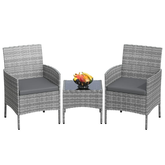 UDPATIO Furniture Set 3 Pieces Patio Rattan Wicker Chairs,Patio Porch Outdoor Furniture Set with Chairs,GR
