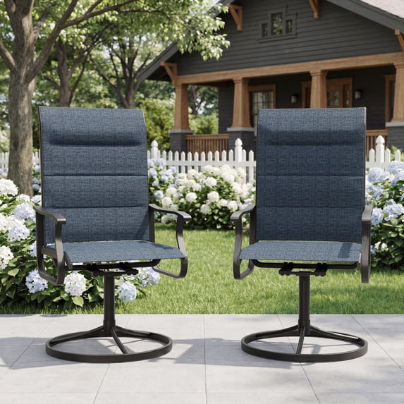 UDPATIO Outdoor Dining Chairs Set of 2, All Weather Swivel Patio Chairs, Outdoor Furniture for Backyard Deck, Navy Blue