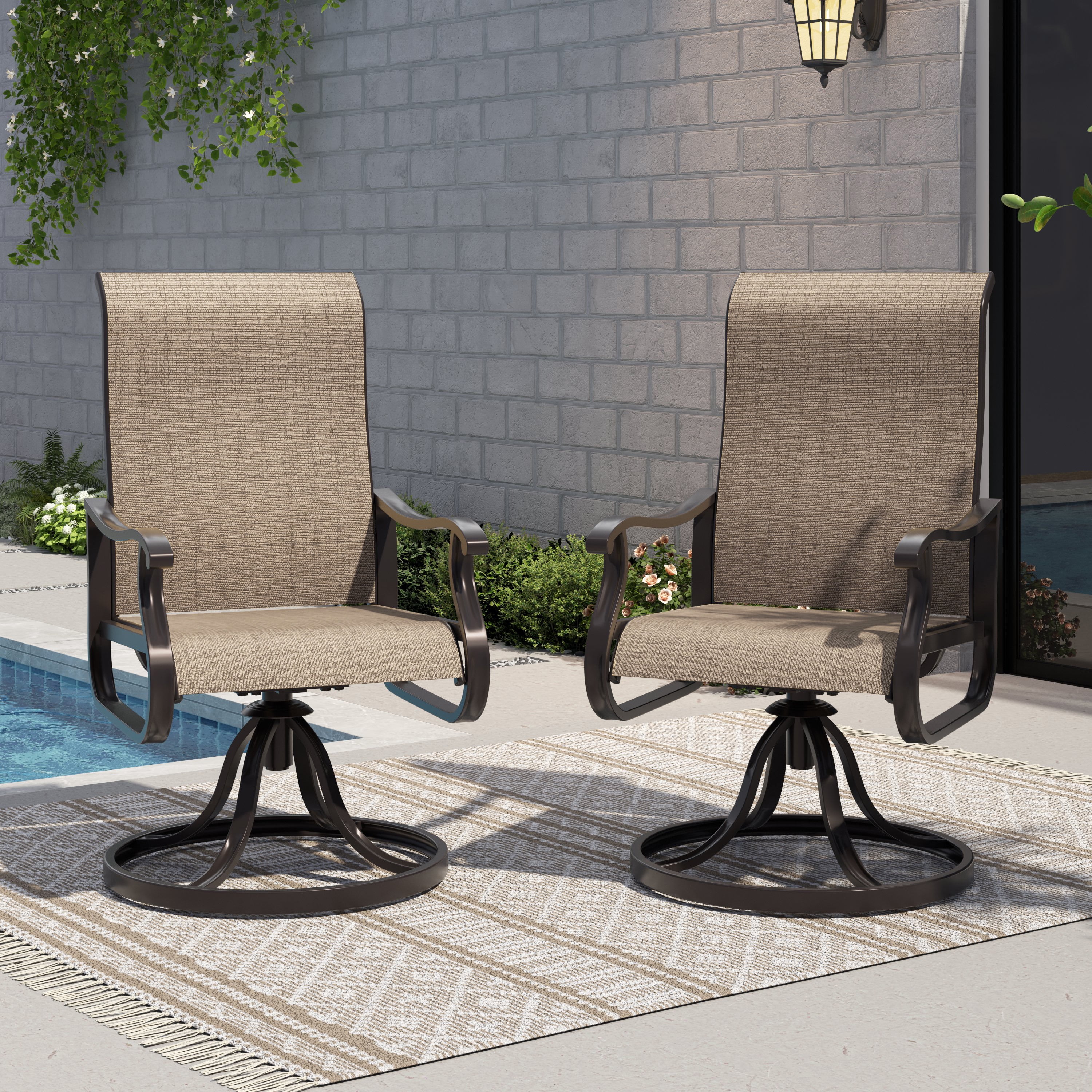 UDPATIO High Back Swivel Patio Chairs Set of 2, Al