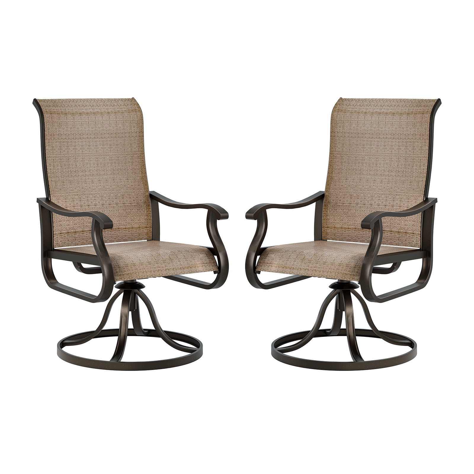 UDPATIO High Back Swivel Patio Chairs Set of 2, All Weather Outdoor Dining, Garden Furniture