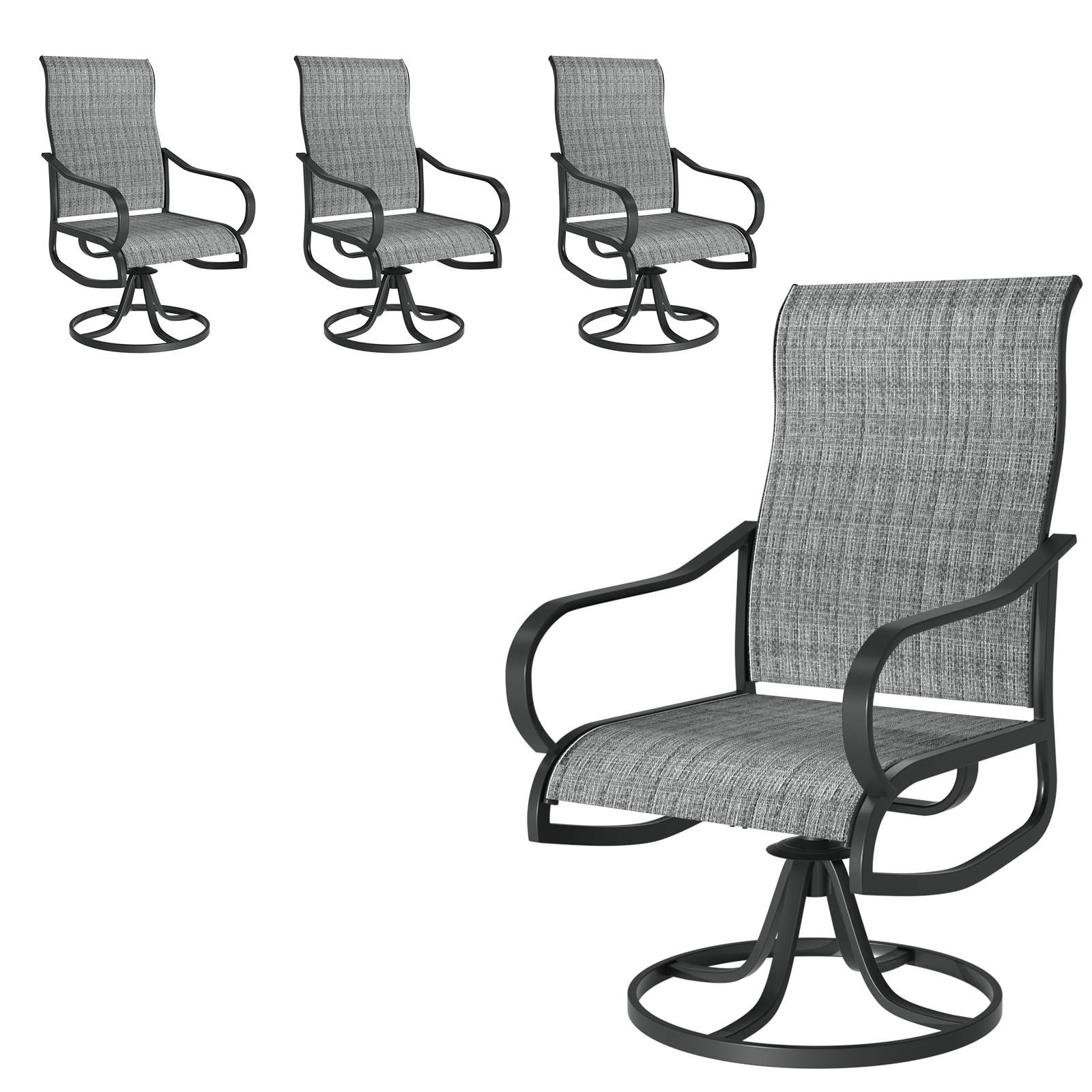 UDPATIO High Back Outdoor Dining Chairs Set of 4, All Weather Swivel Patio Chairs, Breathable