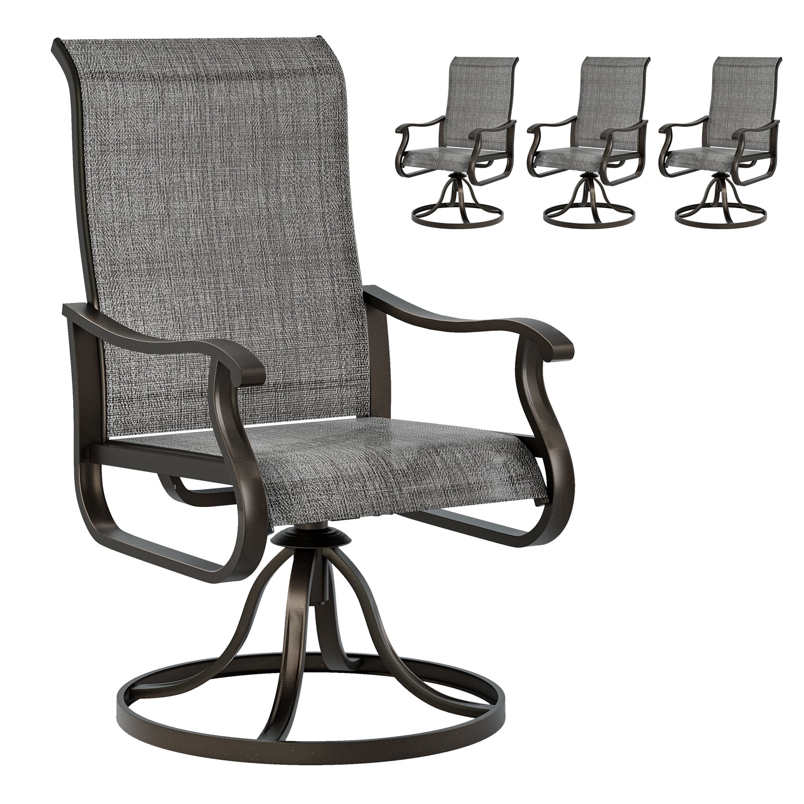 UDPATIO High Back Outdoor Dining Chairs Set of 4, All Weather Swivel
