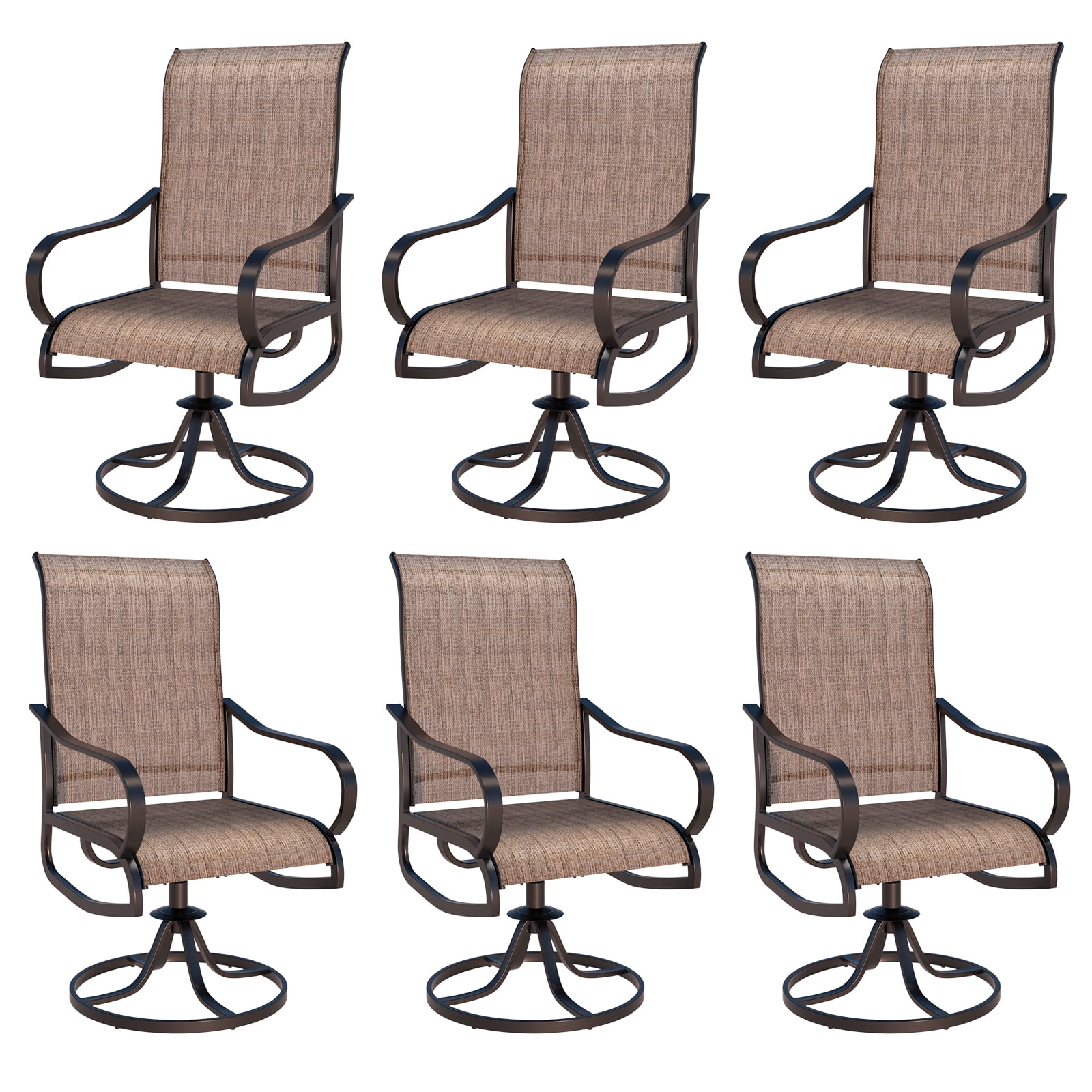 UDPATIO High Back Outdoor Dining Chairs Set of 6, All Weather Swivel Patio Chairs, Breathable
