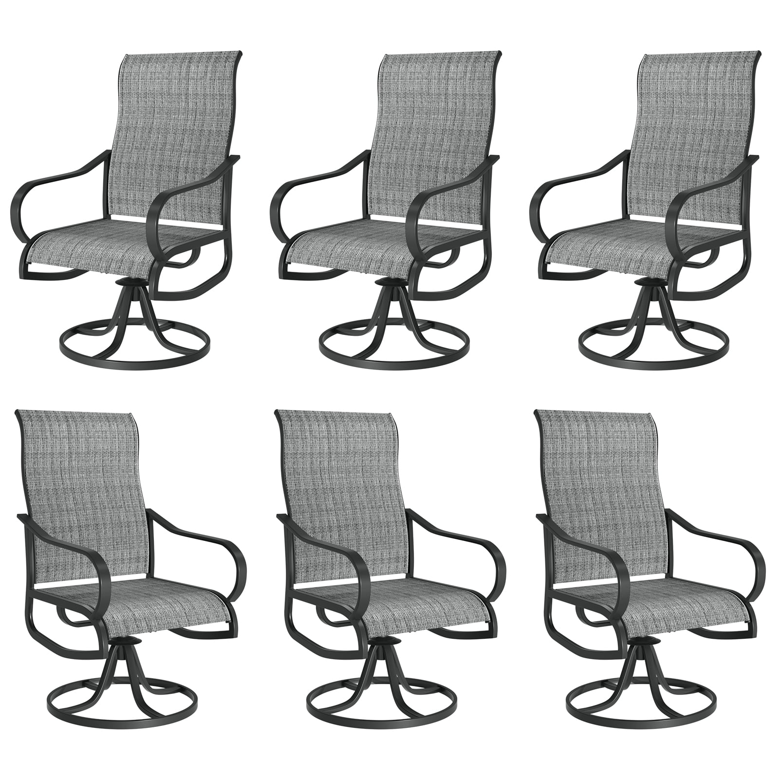 UDPATIO High Back Outdoor Dining Chairs Set of 6, All Weather Swivel Patio Chairs, Breathable