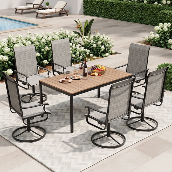 UDPATIO Outdoor Dining Chairs Set of 6, All Weather Swivel Patio Chairs, Outdoor Furniture for Backyard Deck, Light Grey