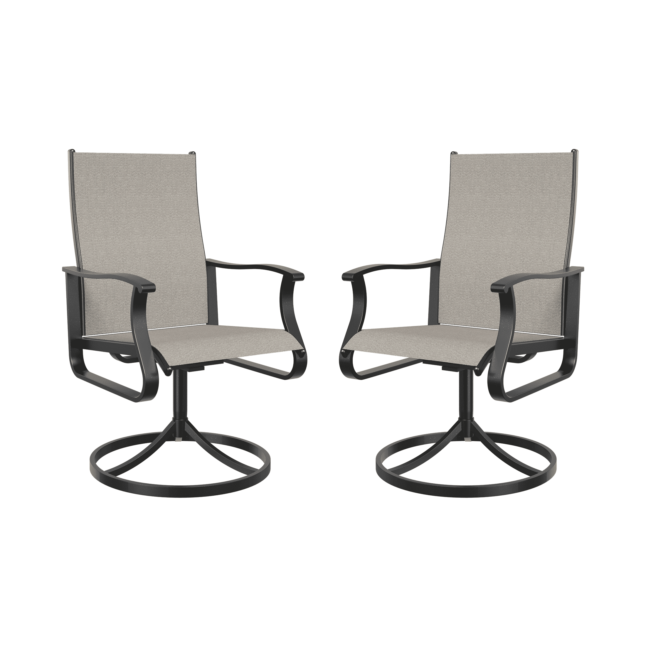 UDPATIO Low Back Outdoor Dining Chair Set of 2, 360° Swivel Patio Chair Outside for Lawn Garden Backyard Deck, Beige