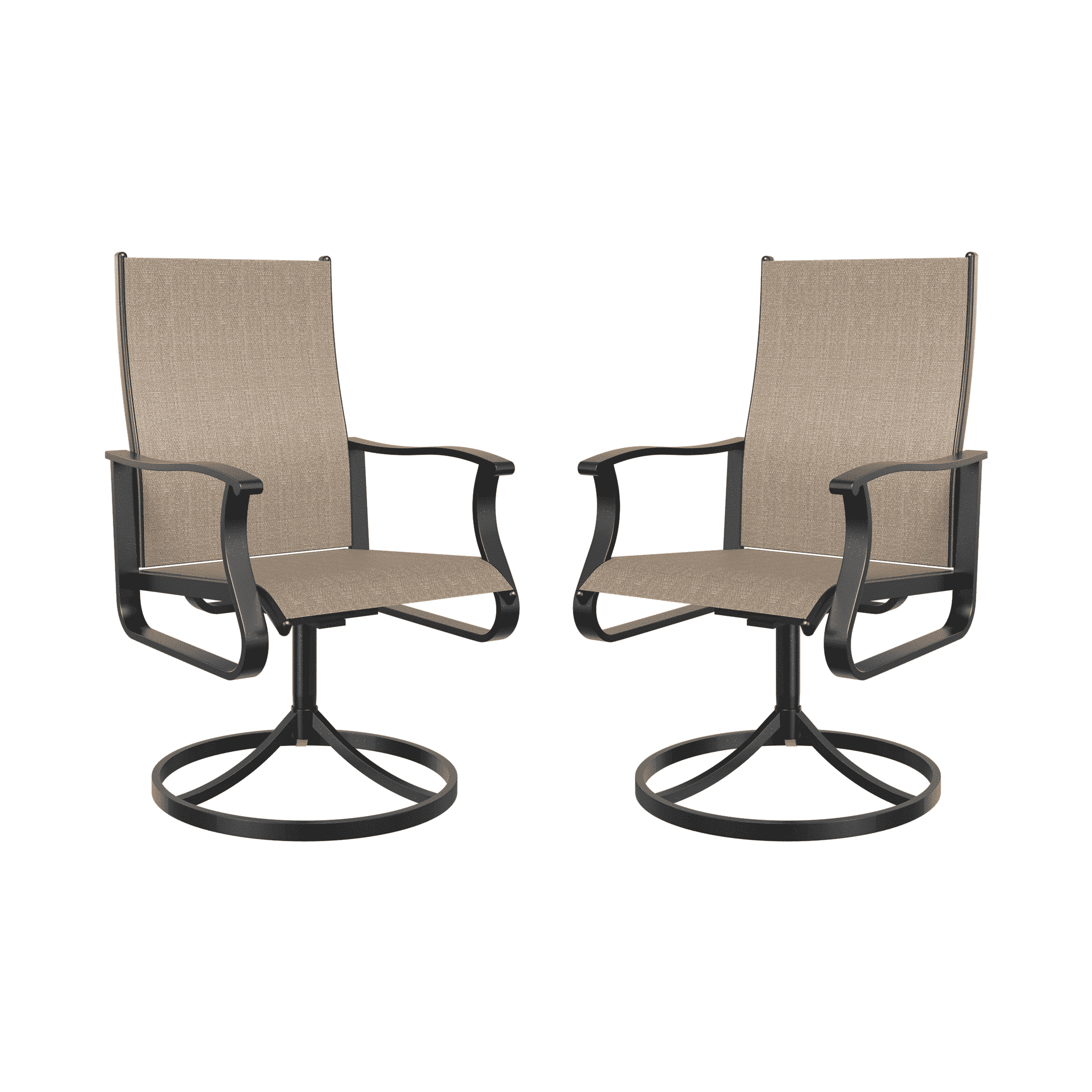 UDPATIO Low Back Outdoor Dining Chair Set of 2, 360°Swivel Patio Chair Outside for Lawn Garden Backyard Deck, Brown