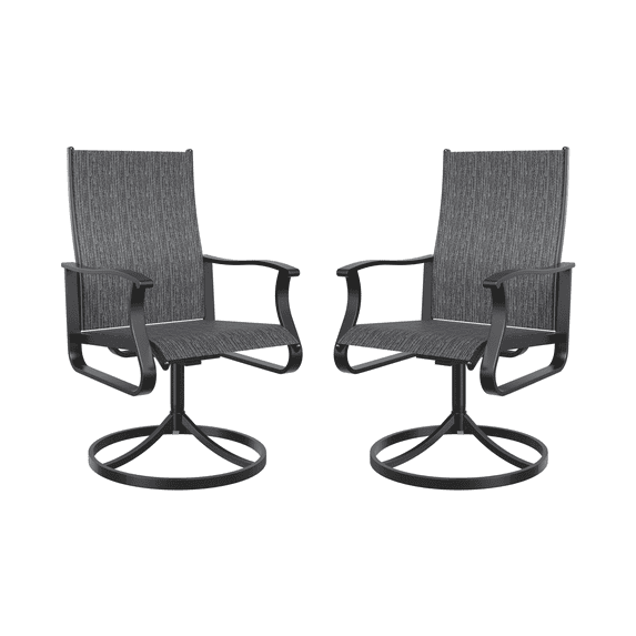 UDPATIO Low Back Outdoor Dining Chair Set of 2, 360°Swivel Patio Chair Outside for Lawn Garden Backyard Deck, Light Grey