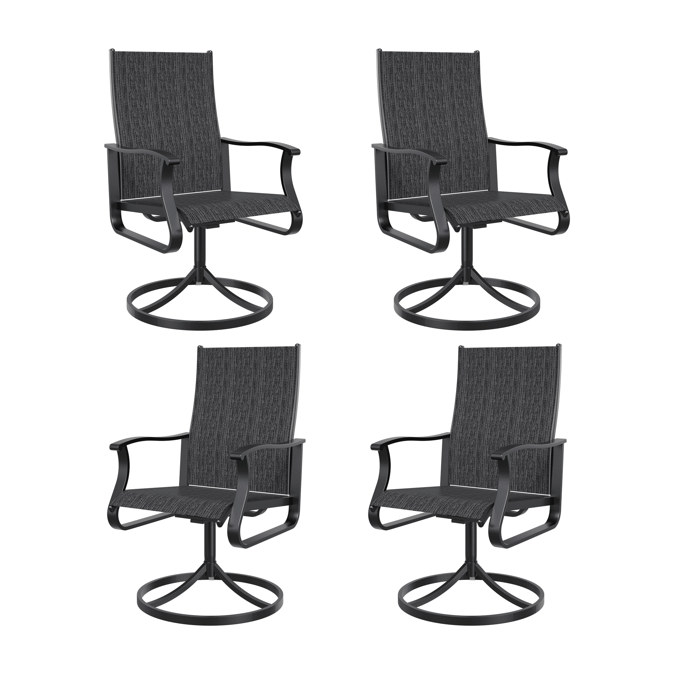 UDPATIO Low Back Outdoor Dining Chair Set of 4, 360°Swivel Patio Chair Outside for Lawn Garden Backyard Deck, Dark Grey