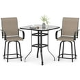 thumbnail image 1 of UDPATIO Outdoor Bar Height Set of 3, Patio Swivel High Back Bar Stools Chairs with Bar Table for Backyard, Lawn, Balcony and Pool, 1 of 5