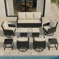 thumbnail image 1 of UDPATIO Outdoor Conversation Set,9 Pieces Patio Furniture Set, All-Weather Wicker Rattan Outdoor Sectional Sofa Set with Ottoman and Swivel Chairs for Poolside, Backyard，Black Wicker Beige Cushions, 1 of 7