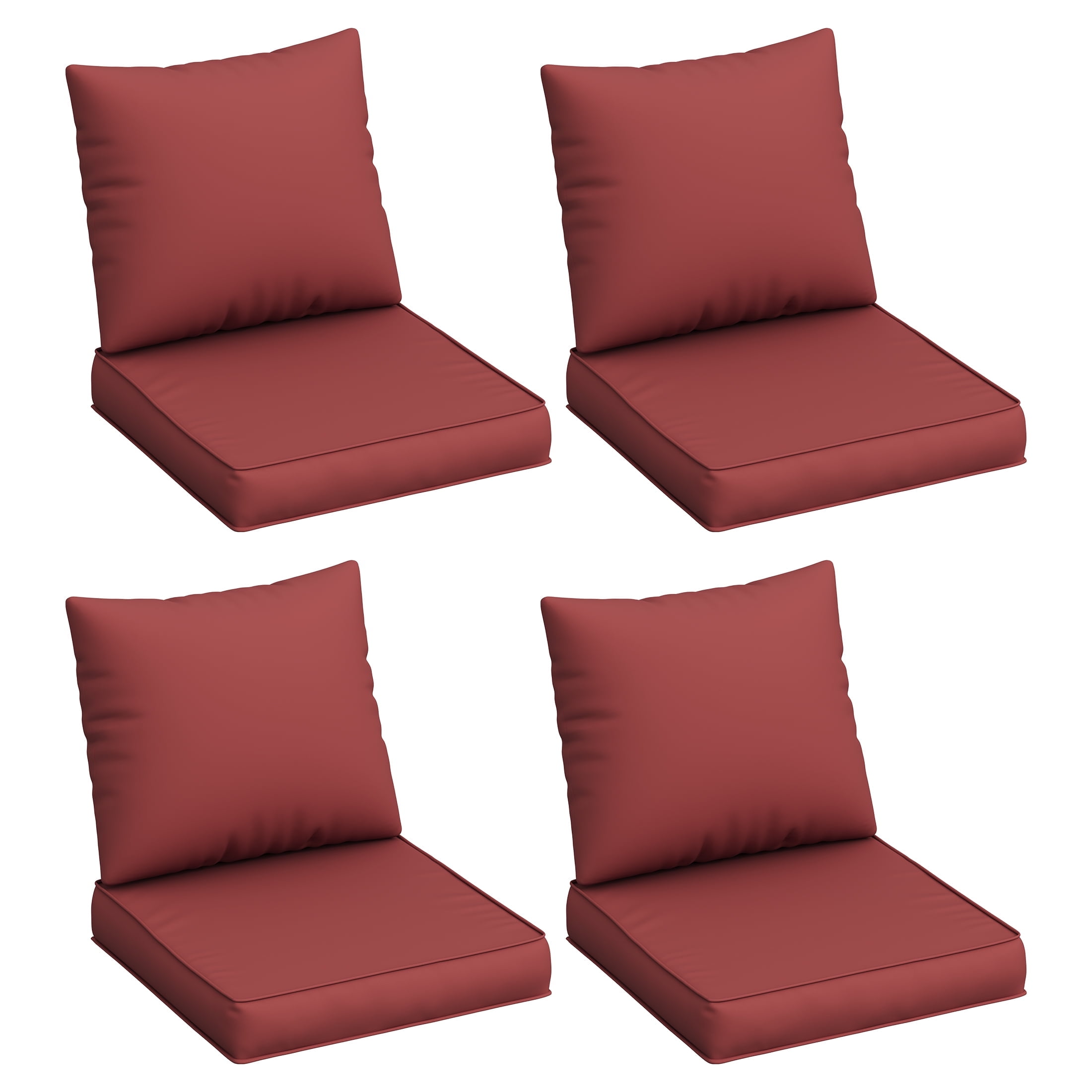 UDPATIO Outdoor Cushions for Patio Furniture, 4'' Replacement Cushions for Outdoor Furniture, Set of 4 Water-Resistant Outdoor Sectional Cushions for Sofa Couch Chair (Red)