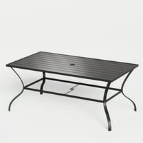 UDPATIO Outdoor Dining Table,Metal Rectangle Table with Umbrella Hole for Garden,Patio,Black