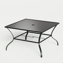 UDPATIO Outdoor Dining Table,Metal Square Table with Umbrella Hole for Garden,Patio,Black