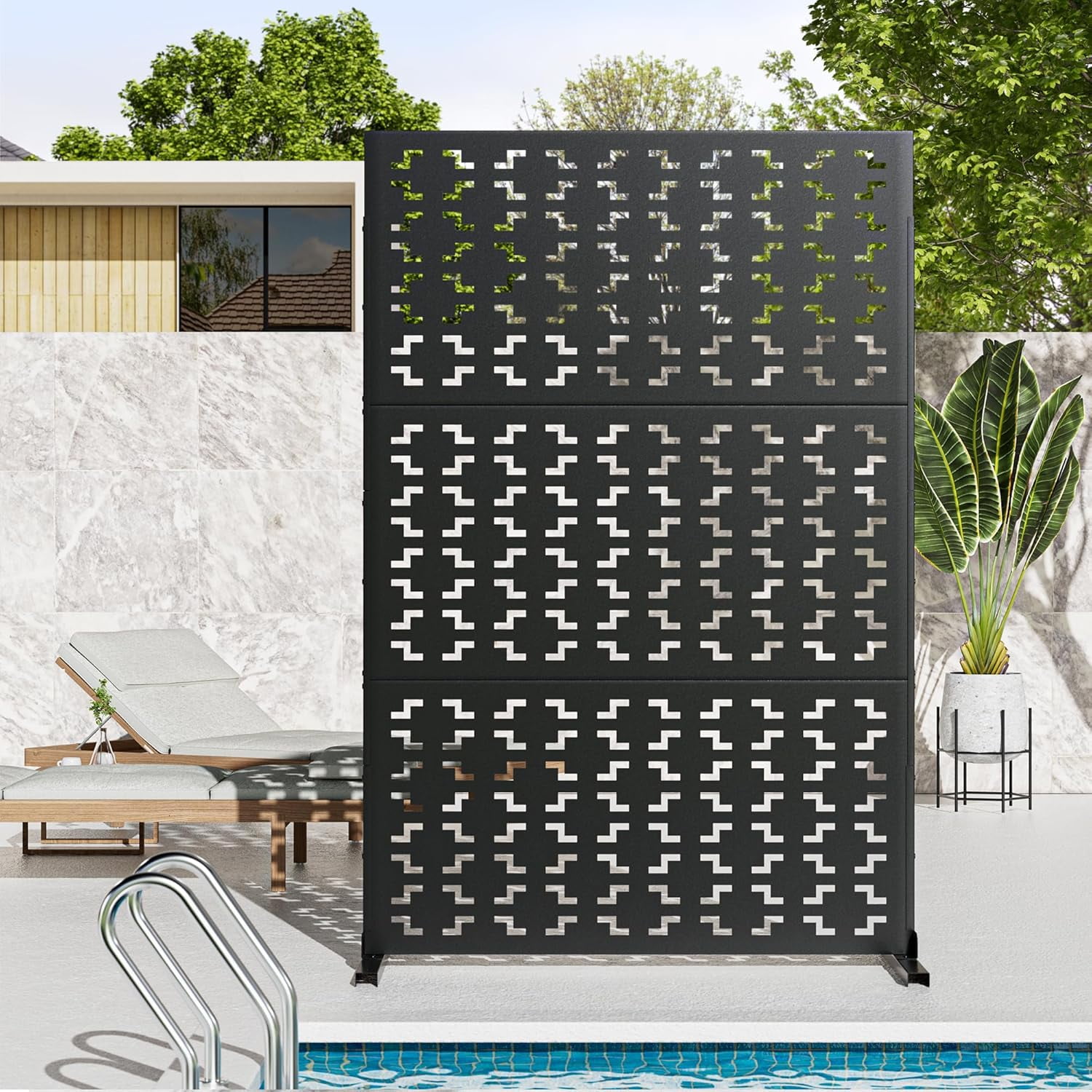 UDPATIO Outdoor Privacy Screen Metal Privacy Screen 72" H×47" W