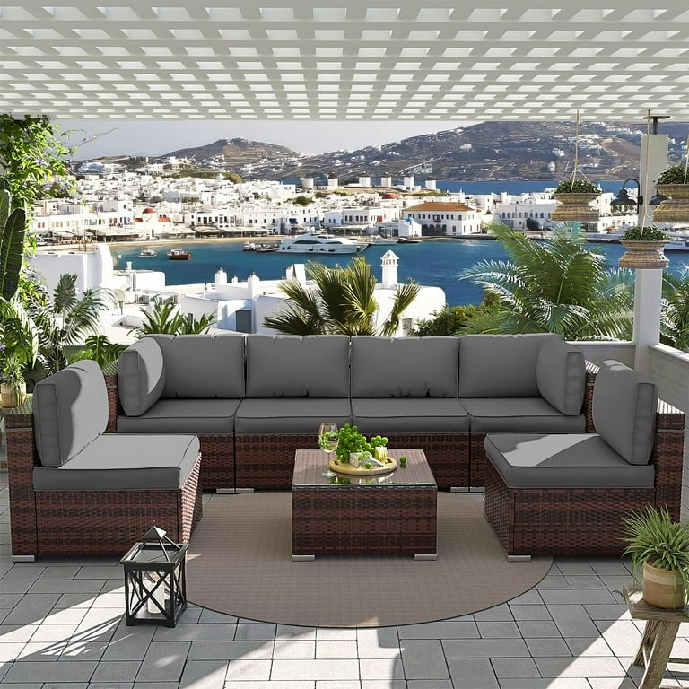 UDPATIO Outdoor Replacement Cushions for Patio Furniture Water Resistant Patio Cushions for 6 Seat Sectional Patio Conversation Sets 14 Piece