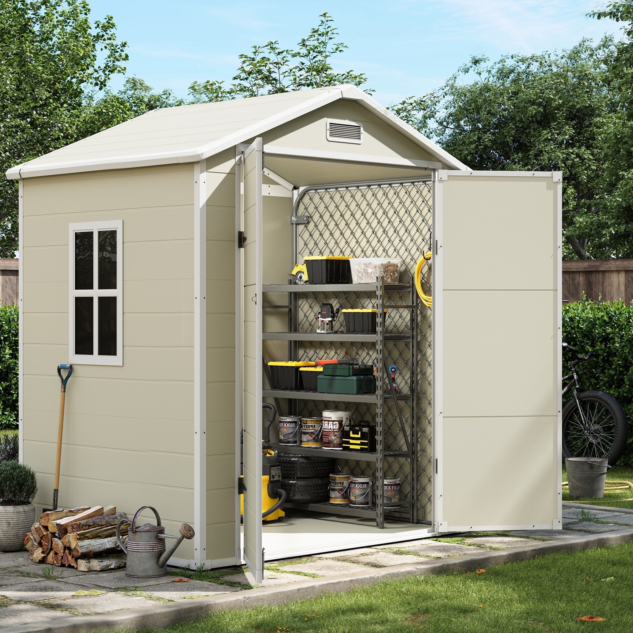 UDPATIO Large Poly Garden Plastic Outdoor Storage Shed 6x4.5 FT