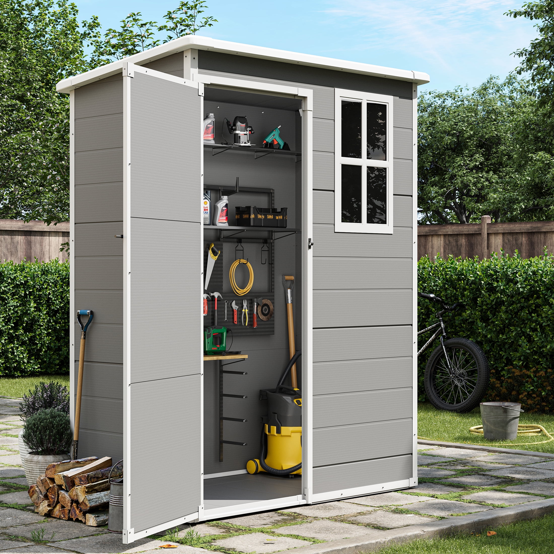UDPATIO 5x3 FT Resin Outdoor Storage Shed for Backyard, Patio, Lawn ...