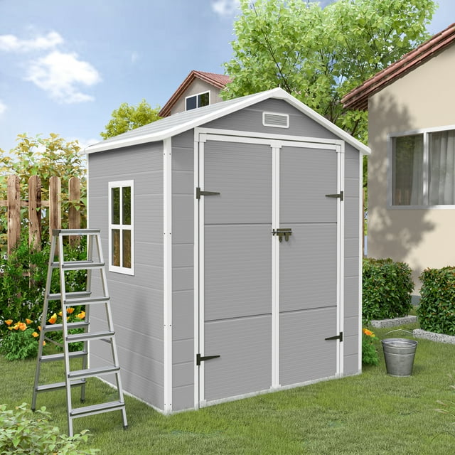 UDPATIO Outdoor Storage Shed 6x4.5 FT, Resin Outside Sheds for Backyard ...