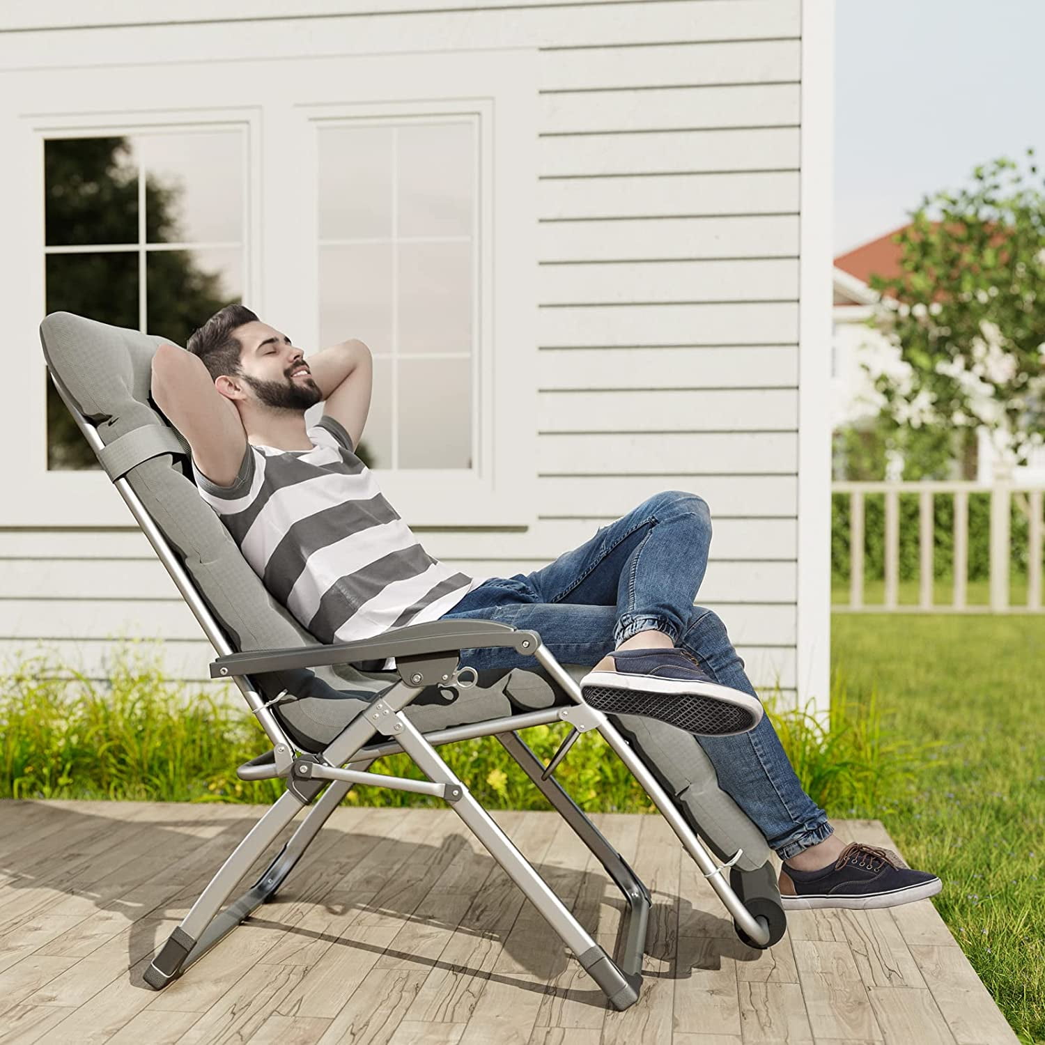 UDPATIO Oversized Zero Gravity Chair 33In XXL Patio Reclining Chair , Support 500LB
