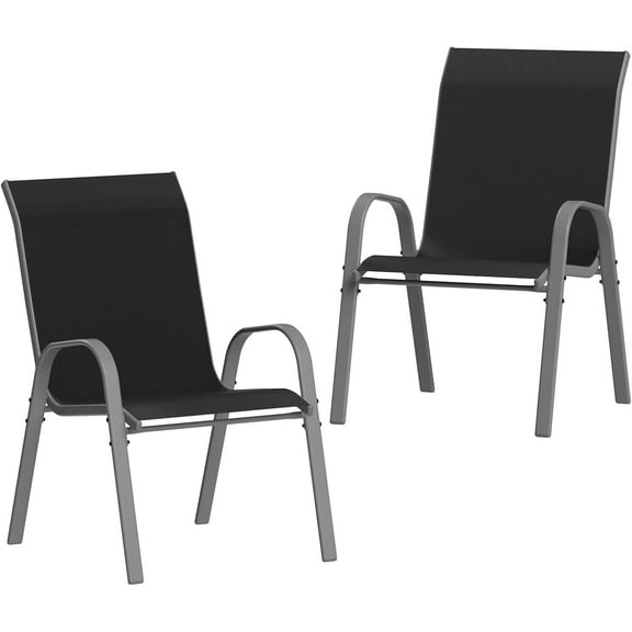 UDPATIO Patio Chairs Set of 2, Outdoor Dining Chairs High Back with All Weather Breathable Textilene, Metal Frame for Lawn Garden Backyard Deck, Brown