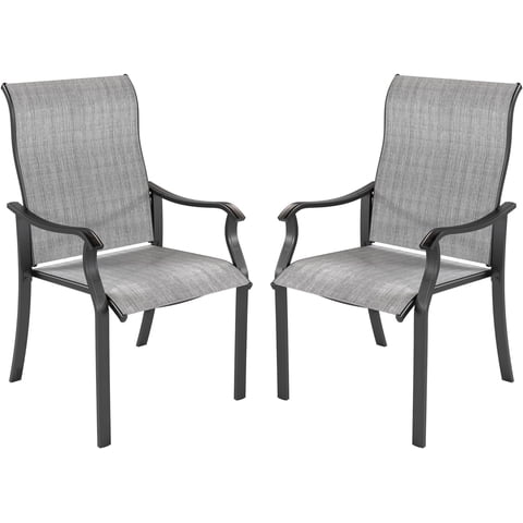 UDPATIO Patio Chairs Set of 2, Outdoor Dining Chairs High Back with All Weather Breathable Textilene, Metal Frame for Lawn Garden Backyard Deck, Grey White