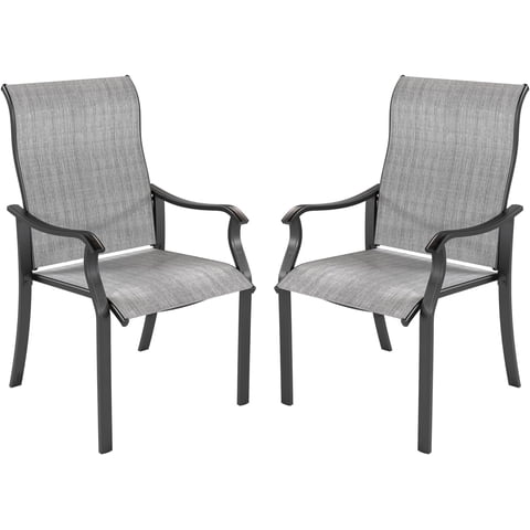 UDPATIO Patio Chairs Set of 2, Outdoor Dining Chairs High Back with All Weather Breathable Textilene, Metal Frame for Lawn Garden Backyard Deck, Grey White
