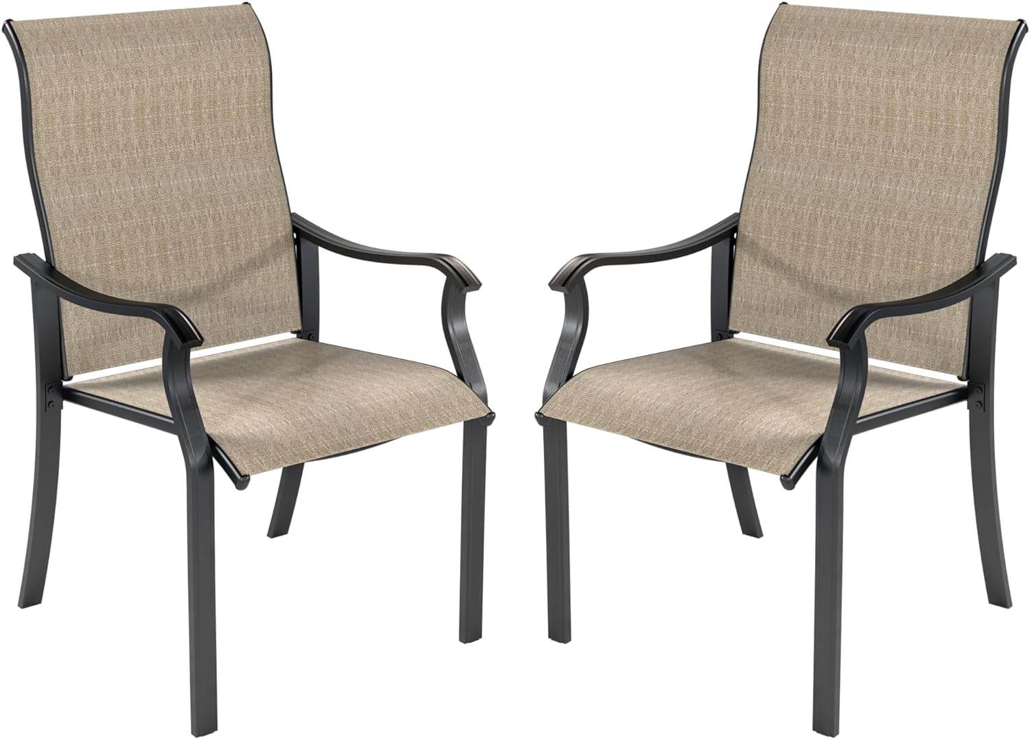 UDPATIO Patio Chairs Set of 2, Outdoor Dining Chairs High Back with All Weather Breathable Textilene, Metal Frame for Lawn Garden Backyard Deck, Dark Grey