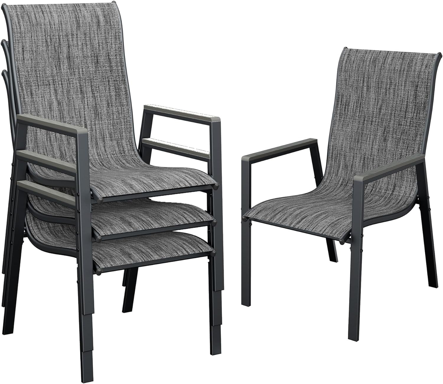 UDPATIO Set of 2 Patio Chairs, High Back Outdoor Dining Chairs, All Weather, Metal Frame