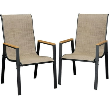 UDPATIO Patio Chairs Set of 2, Outdoor Dining Chairs with Textilene, Metal Frame for Garden,Khaki