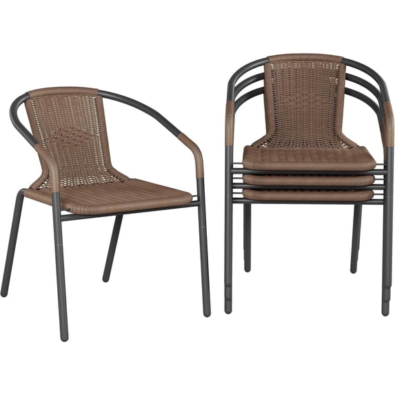UDPATIO Outdoor Dining Chairs Set of 4, Patio Chairs, Rattan Outdoor Dining Chairs Set, Rattan Indoor-Outdoor Chairs for Bistro, Deck, Backyard, Porch, Steel Frame & Rattan Seat (Brown)