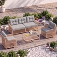 thumbnail image 1 of UDPATIO Patio Conversation Set, Rattan Wicker Furniture, 4 Piece Outdoor Sectional Set with Coffee Table & All-Weather Wicker, Grey, 1 of 9