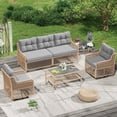 thumbnail image 1 of UDPATIO Patio Conversation Set, Rattan Wicker Furniture, 4 Piece Outdoor Sectional Set with Coffee Table & All-Weather Wicker, Grey, 1 of 8