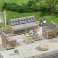 thumbnail image 1 of UDPATIO Patio Conversation Set, Rattan Wicker Furniture, 4 Piece Outdoor Sectional Set with Coffee Table & All-Weather Wicker, Grey, 1 of 1