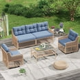 thumbnail image 1 of UDPATIO Patio Conversation Set, Rattan Wicker Furniture, 4 Piece Outdoor Sectional Set with Coffee Table & All-Weather Wicker, Navy Blue, 1 of 8