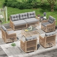 thumbnail image 1 of UDPATIO Patio Conversation Set, Rattan Wicker Furniture, 6 Piece Outdoor Sectional Set with Coffee Table & All-Weather Wicker, Grey, 1 of 9