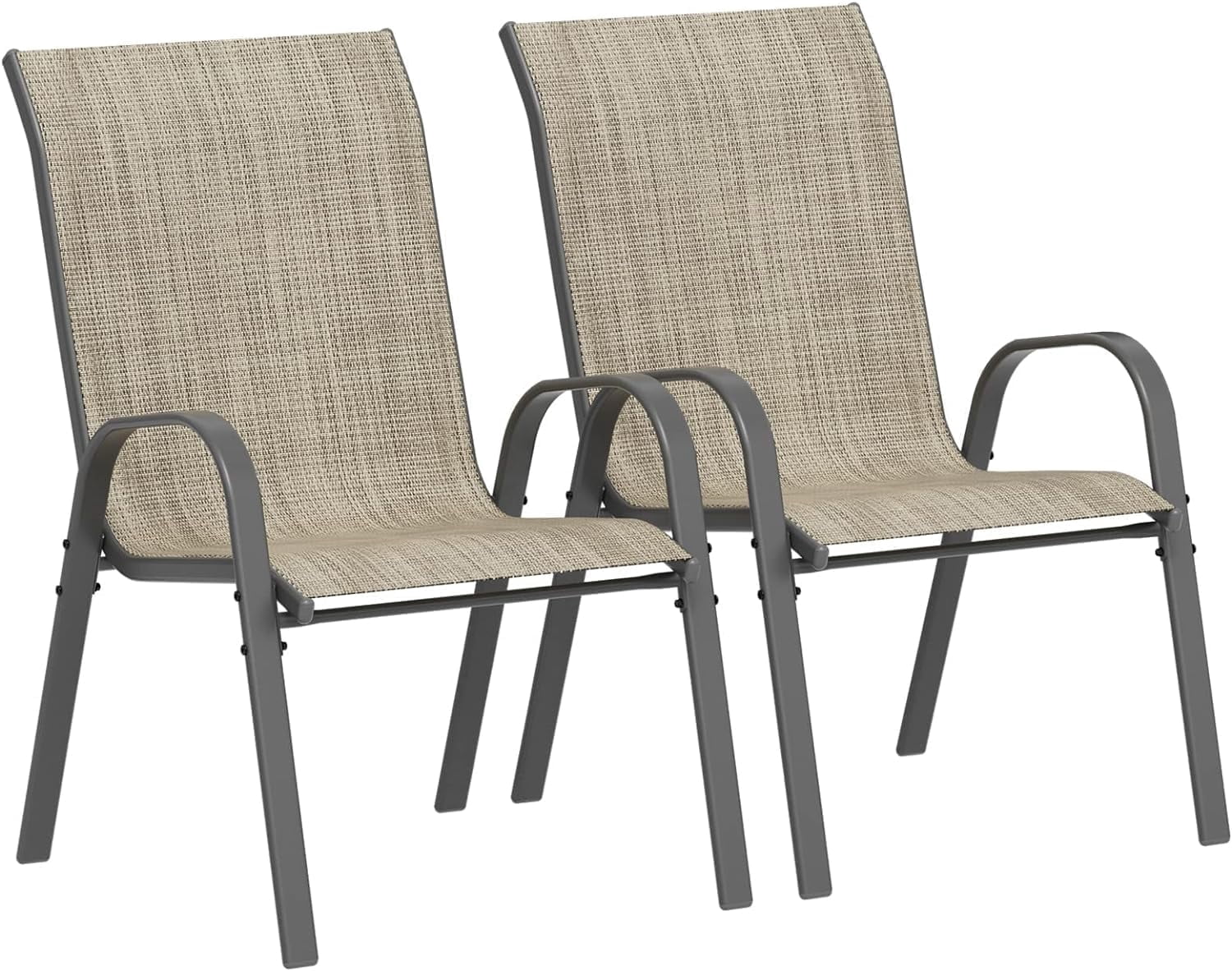 UDPATIO Patio Dining Chairs Set of 2, Outdoor High Stacking Chairs, Backyard Deck Garden Chairs, Indoor Breathable High-Density Fabric Chairs, Restaurant Kitchen Dining Trattoria Chairs Khaki