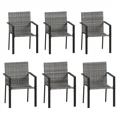 thumbnail image 1 of UDPATIO Patio Dining Chairs Set of 6 Stackable Outdoor Wicker Dining Chairs, All-Weather Patio Armchairs with Armrests, Rustproof Steel Frame, Ergonomic Comfort for Backyard, Deck, Garden,Grey, 1 of 6
