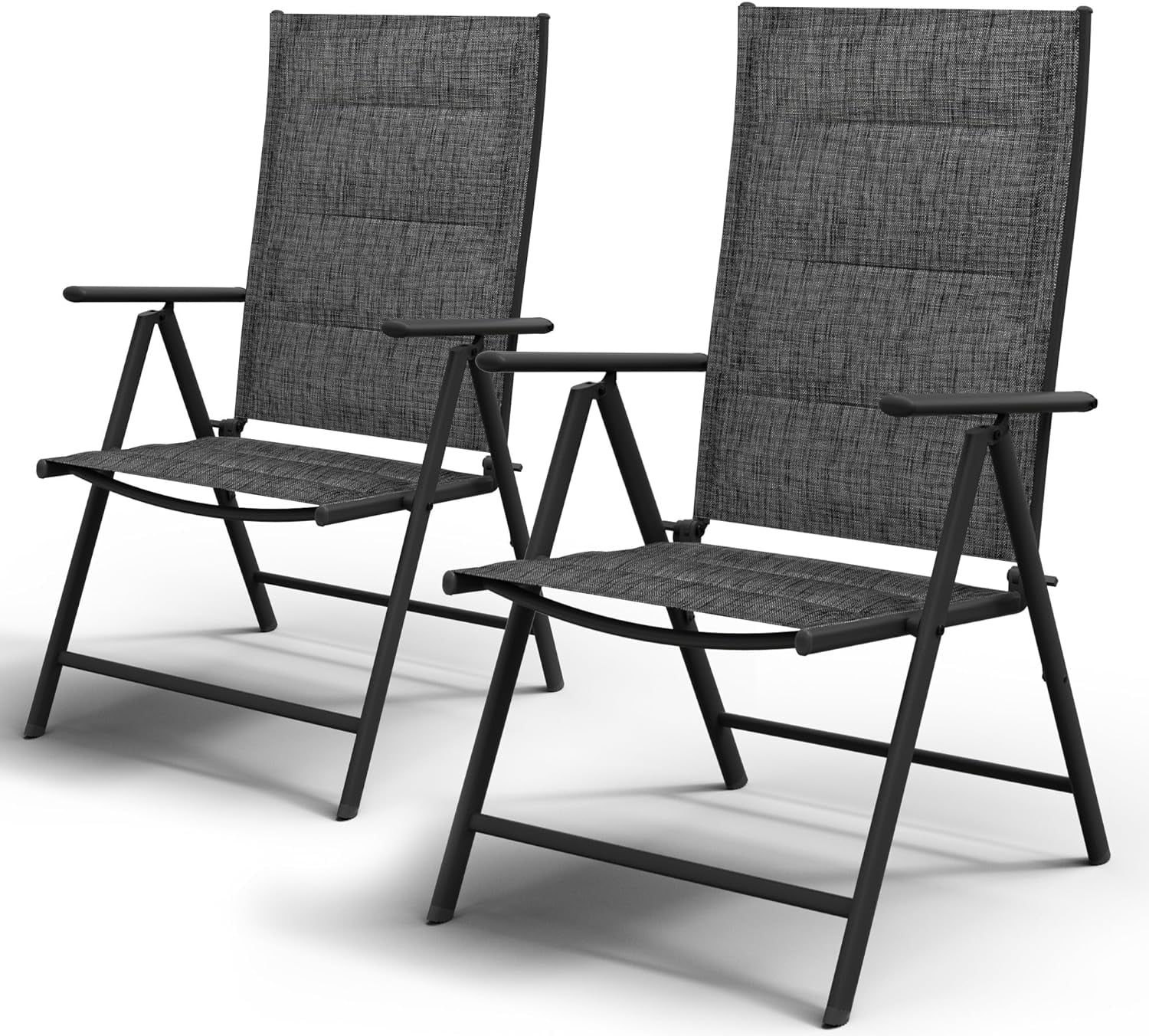 UDPATIO Patio Folding Chairs Set of 2, Folding Lawn Chairs with Adjustable Backrest, Padded All