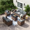 thumbnail image 1 of UDPATIO Patio Furniture Set, 6 Pieces Outdoor Furniture Sets with Rocking Swivel Chairs, Wicker Rattan Outdoor Conversation Set with Gas Fire Pit Table and Waterproof Covers for Backyard, Deck, Porch, 1 of 1