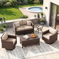 thumbnail image 1 of UDPATIO Patio Furniture Set, 6 Pieces Outdoor Furniture Sets with Rocking Swivel Chairs, Wicker Rattan Outdoor Conversation Set with Storage Table and Waterproof Covers for Backyard, Deck, Porch, 1 of 7