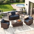 thumbnail image 1 of UDPATIO Patio Furniture Set, 6 Pieces Outdoor Furniture Sets with Rocking Swivel Chairs, Wicker Rattan Outdoor Conversation Set with Storage Table and Waterproof Covers for Backyard, Deck, Porch, 1 of 7