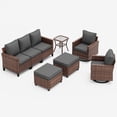 thumbnail image 1 of UDPATIO Patio Furniture Set, 6 Pieces Wicker Outdoor Couch with Rocking Swivel Chairs, Ottomans and Thick Cushions for Backyard, Grey, 1 of 1
