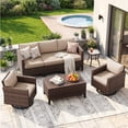 thumbnail image 1 of UDPATIO Patio Furniture Set, 7 Pieces Outdoor Furniture Sets with Rocking Swivel Chairs, Wicker Rattan Outdoor Conversation Set with Storage Table and Waterproof Covers for Backyard, Deck, Porch, 1 of 7