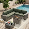 thumbnail image 1 of UDPATIO Patio Furniture Set with Fire Pit Table, Outdoor Patio Sofa Set With Wide Armrest, All-Weather Wicker Rattan Guest Set With Cushion And Glass Table And Waterproof Cover, Gray&Green, 1 of 8