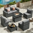 thumbnail image 1 of UDPATIO Patio Furniture Set with Fire Pit Table, Outdoor Patio Sofa Set With Wide Armrest, All-Weather Wicker Rattan Guest Set With Cushion And Glass Table And Waterproof Cover, Gray&Gray, 1 of 8
